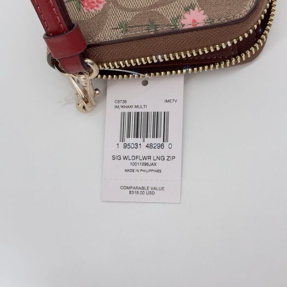 Coach C8736 Long Zip Around Wallet In Signature Canvas With Wildflower Print NWT - Picture 5 of 5